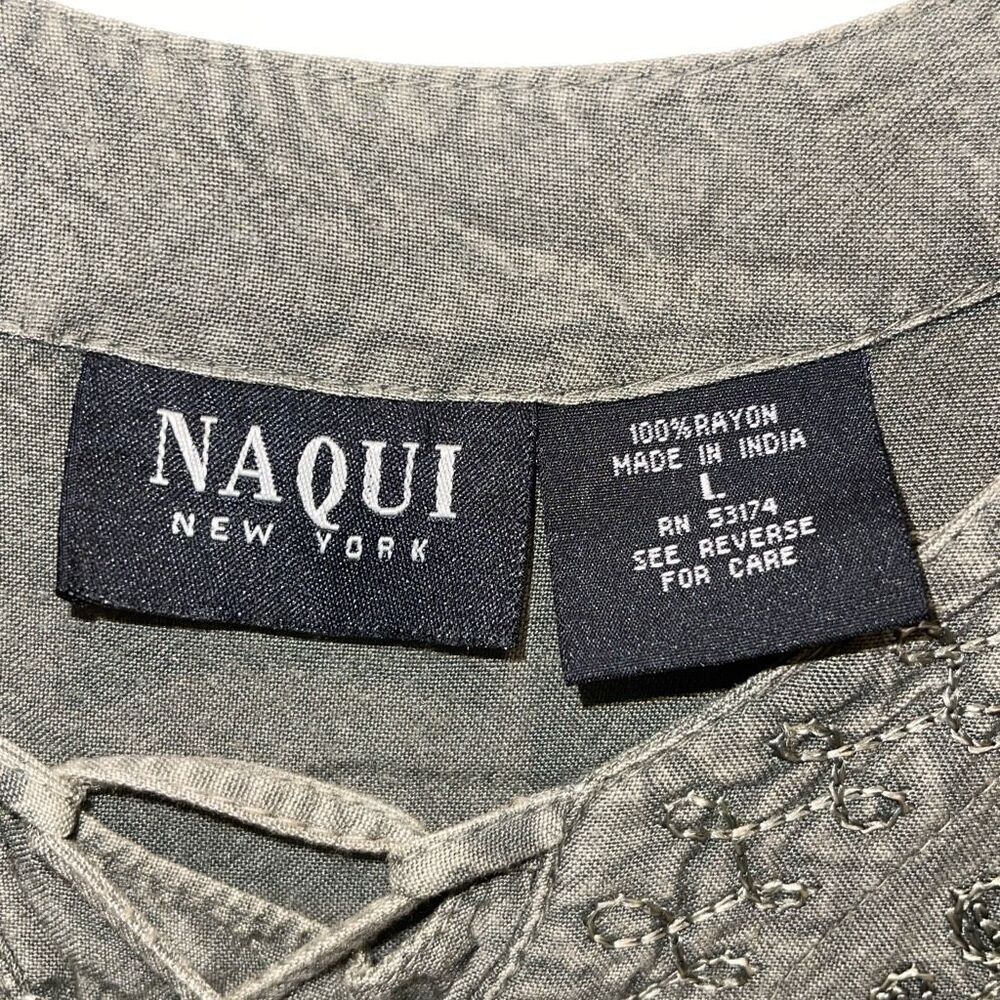 Naqui New York Womens Embellished Long Sleeve Fit & Flare Maxi Dress Green Large - Picture 6 of 9